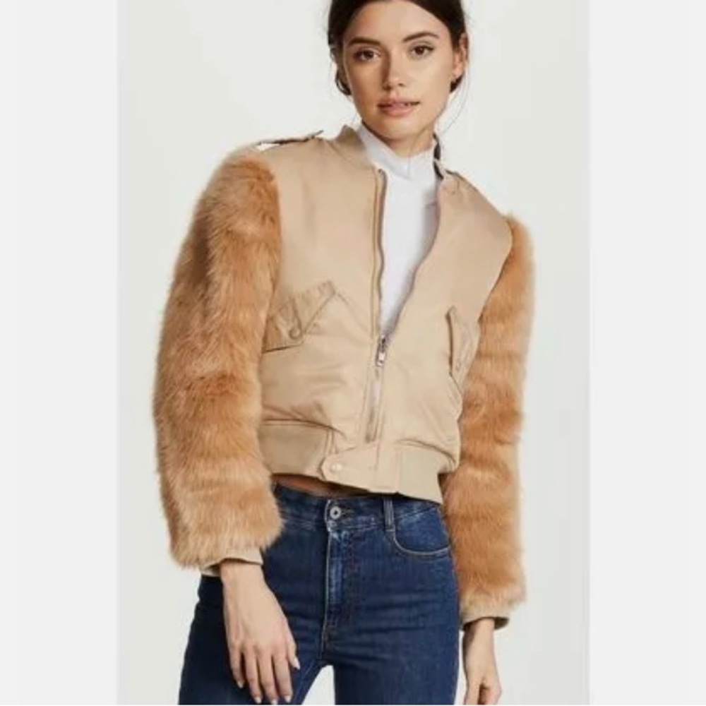 New Kendall and Kylie faux fur sleeve bomber jacket